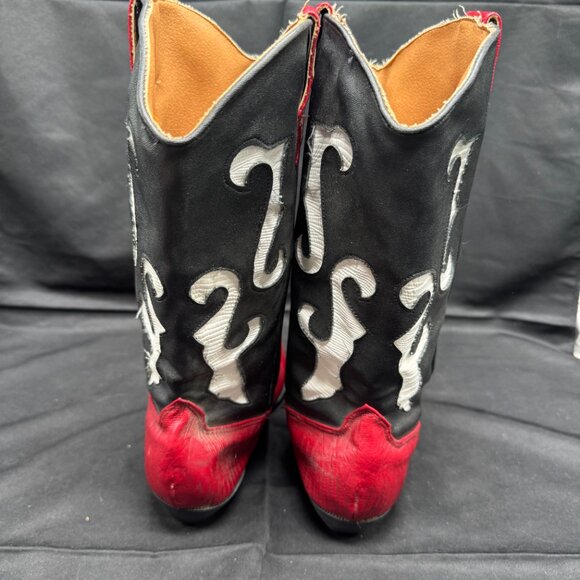 Vintage Faux Leather Red and Black Western Cowgirl Boots Size 4M - Picture 6 of 8